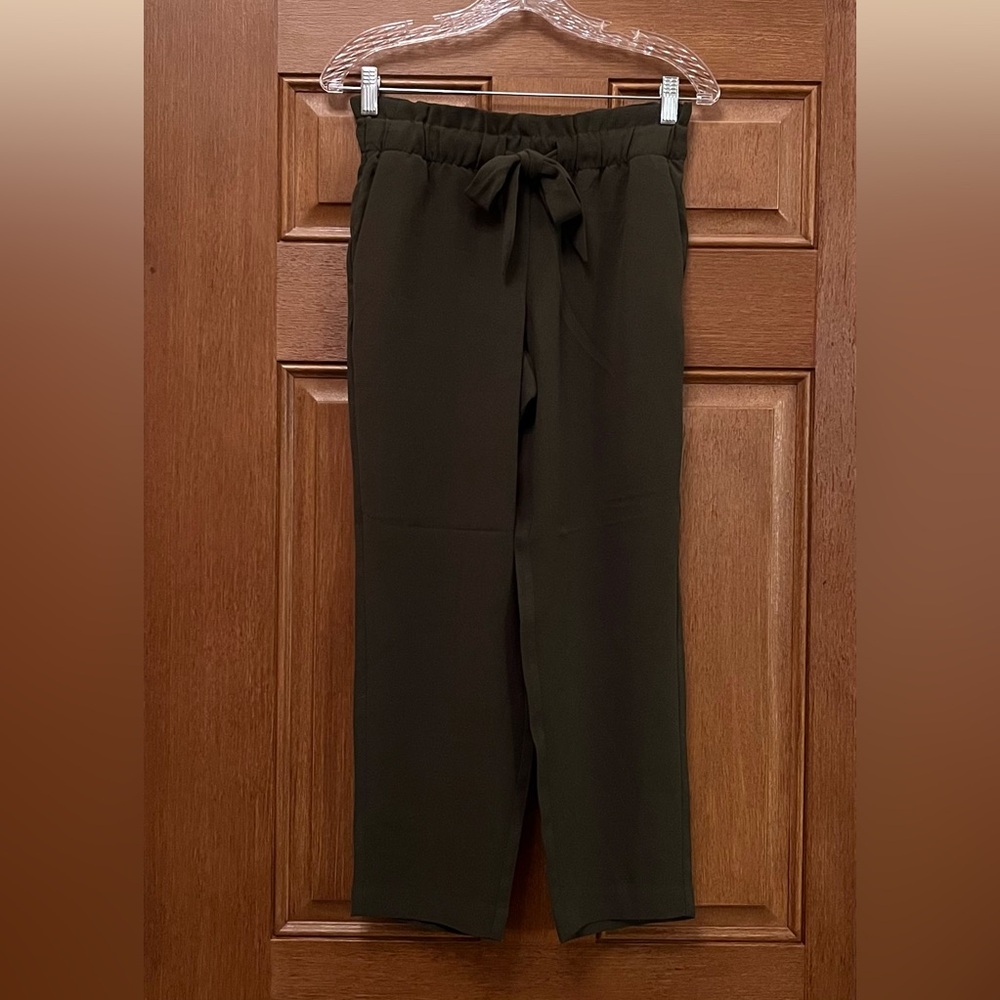 LOFT Olive Green Dress Pants with Tie Waist & Pockets - XS Petite NEW WITH TAGS!